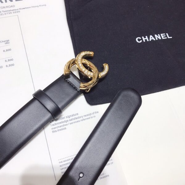1:1 Replica Chanel Belt With Double C Buckle Black With Gold Toned Hardware Women Belt