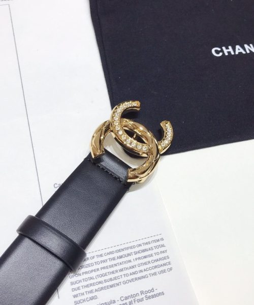 1:1 Replica Chanel Belt With Double C Buckle Black With Gold Toned Hardware Women Belt