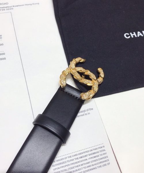 1:1 Replica Chanel Belt With Double C Buckle Black With Gold-Toned Hardware Women Belt