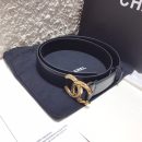1:1 Replica Chanel Belt With Double C Buckle Black With Gold Toned Hardware Women Belt