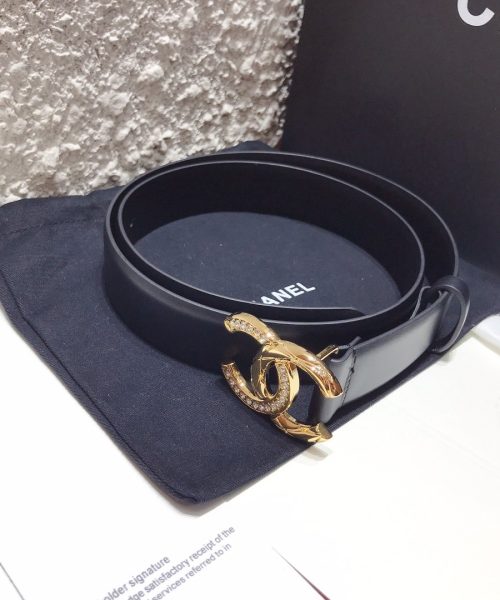 1:1 Replica Chanel Belt With Double C Buckle Black With Gold Toned Hardware Women Belt