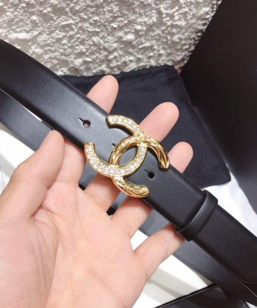 1:1 Replica Chanel Belt With Double C Buckle Black With Gold Toned Hardware Women Belt