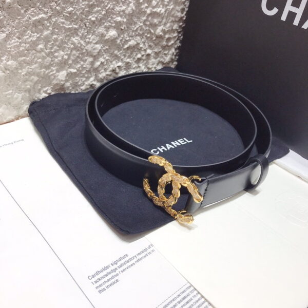 1:1 Replica Chanel Belt With Double C Buckle Black With Gold-Toned Hardware Women Belt