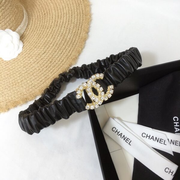 1:1 Replica Chanel Belt With Double C Buckle Black With Gold-Toned Metal and Strass Hardware Women Belt