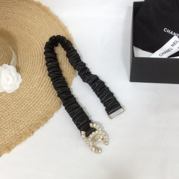 1:1 Replica Chanel Belt With Double C Buckle Black With Gold-Toned Metal and Strass Hardware Women Belt