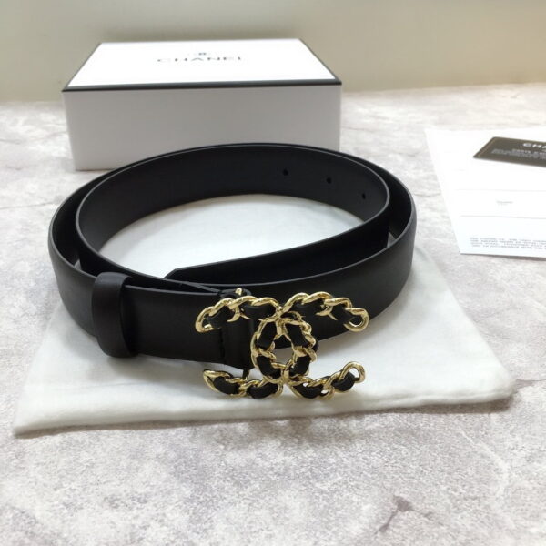 1:1 Replica Chanel Belt With Double C Buckle Black with Mini Gold mix Black Hardware Women Belt