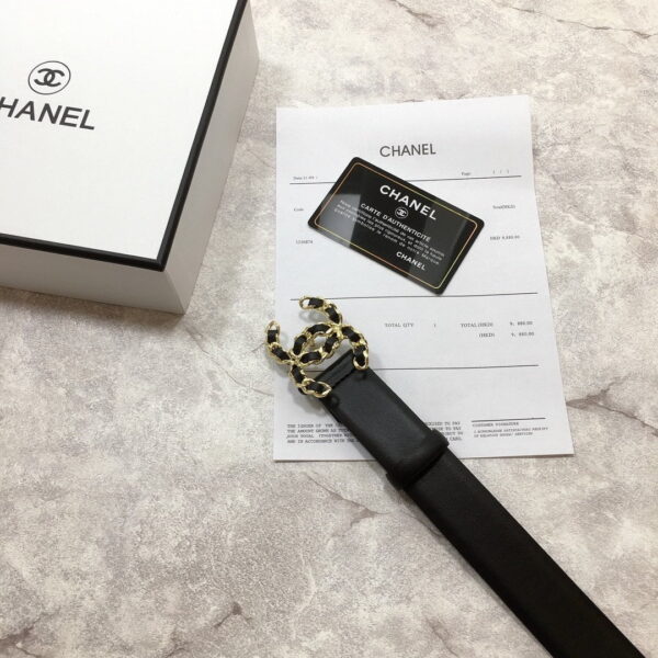 1:1 Replica Chanel Belt With Double C Buckle Black with Mini Gold mix Black Hardware Women Belt