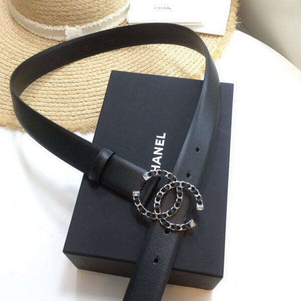 1:1 Replica Chanel Belt With Double C Buckle Black with Silver mix Black Hardware Women Belt