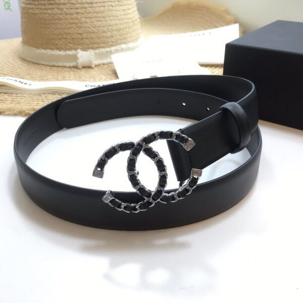 1:1 Replica Chanel Belt With Double C Buckle Black with Silver mix Black Hardware Women Belt