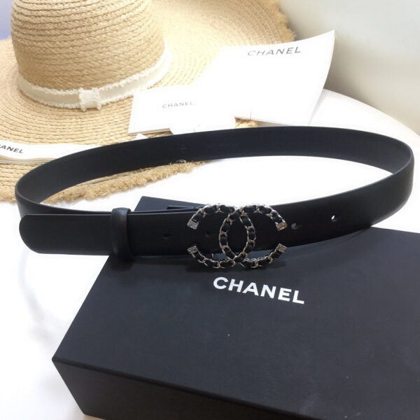 1:1 Replica Chanel Belt With Double C Buckle Black with Silver mix Black Hardware Women Belt