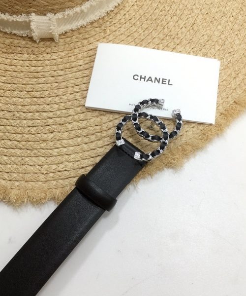 1:1 Replica Chanel Belt With Double C Buckle Black with Silver mix Black Hardware Women Belt