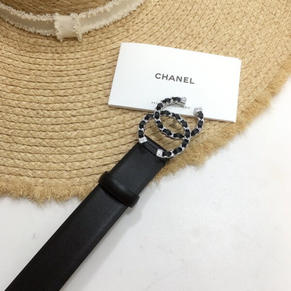 1:1 Replica Chanel Belt With Double C Buckle Black with Silver mix Black Hardware Women Belt