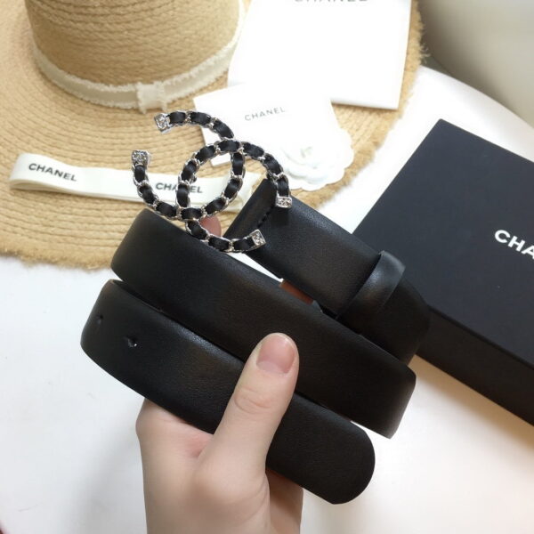 1:1 Replica Chanel Belt With Double C Buckle Black with Silver mix Black Hardware Women Belt