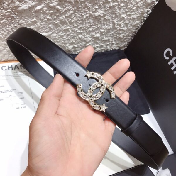 1:1 Replica Chanel Belt With Double C Buckle Black With Star-Silver-Toned Hardware Women Belt