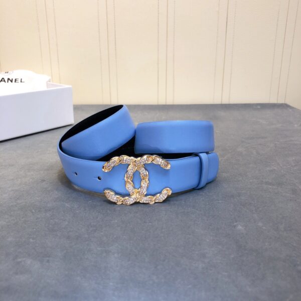 1:1 Replica Chanel Belt With Double C Buckle Blue Women Belt