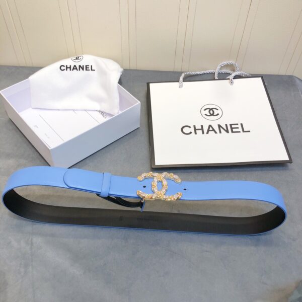 1:1 Replica Chanel Belt With Double C Buckle Blue Women Belt