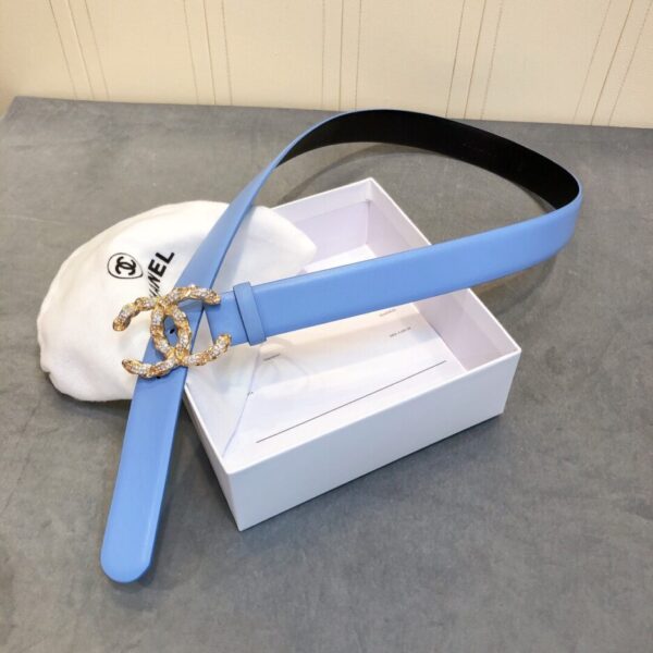 1:1 Replica Chanel Belt With Double C Buckle Blue Women Belt