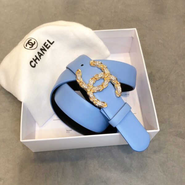 1:1 Replica Chanel Belt With Double C Buckle Blue Women Belt