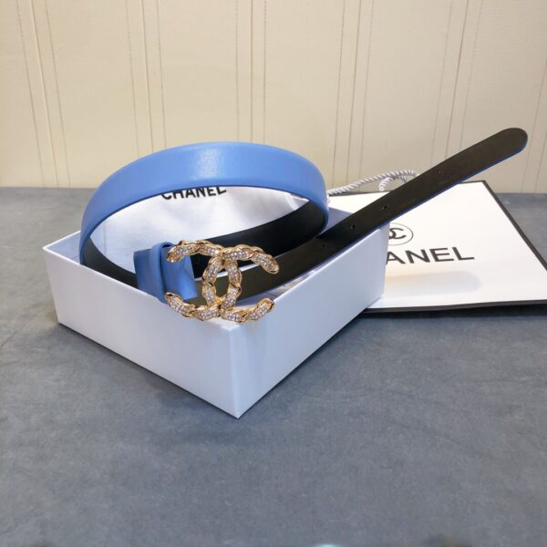 1:1 Replica Chanel Belt With Double C Buckle Blue Women Belt