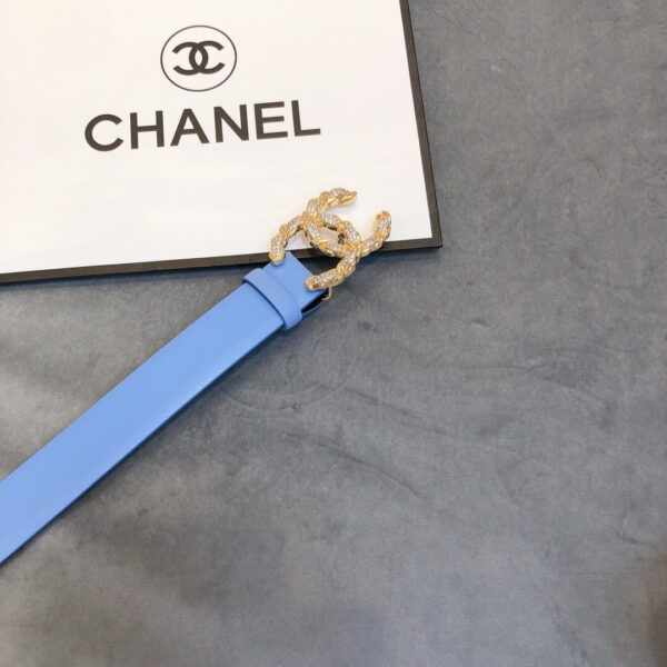 1:1 Replica Chanel Belt With Double C Buckle Blue Women Belt