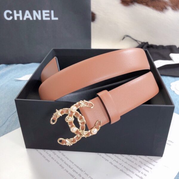 1:1 Replica Chanel Belt With Double C Buckle Light Orange Gold Toned Hardware Women Belt