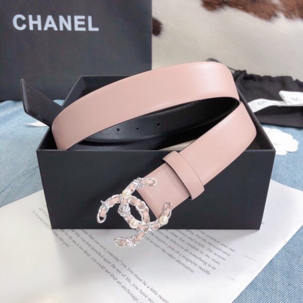 1:1 Replica Chanel Belt With Double C Buckle Light Pink Silver Toned Hardware Women Belt