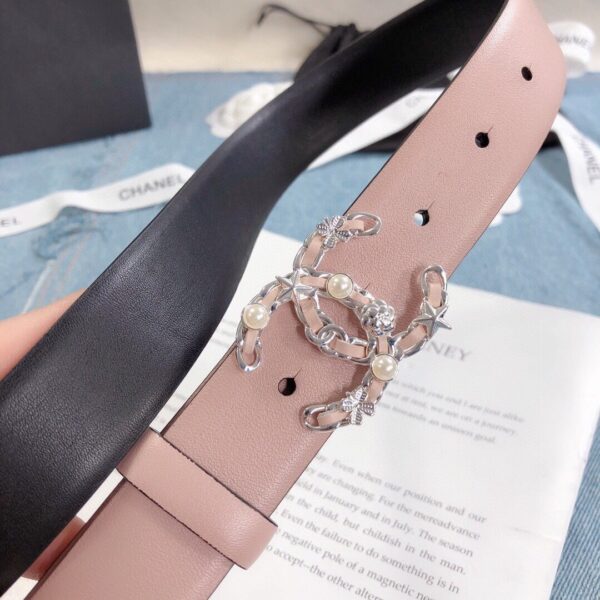 1:1 Replica Chanel Belt With Double C Buckle Light Pink Silver Toned Hardware Women Belt