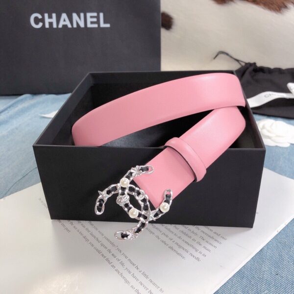1:1 Replica Chanel Belt With Double C Buckle Pink Silver Toned Hardware Women Belt