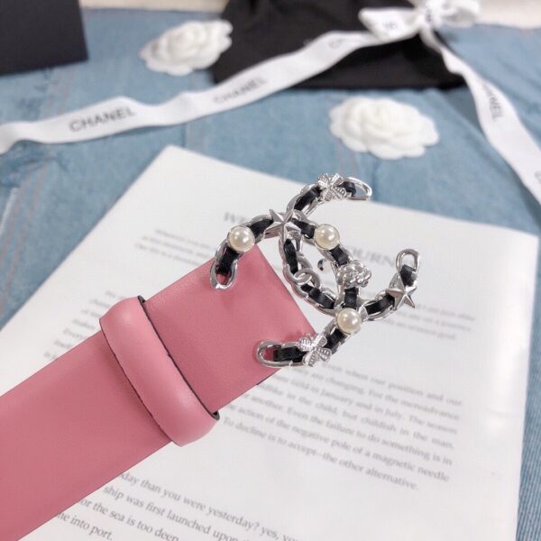 1:1 Replica Chanel Belt With Double C Buckle Pink Silver Toned Hardware Women Belt