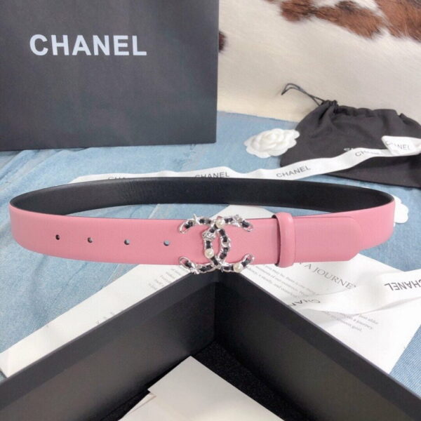 1:1 Replica Chanel Belt With Double C Buckle Pink Silver Toned Hardware Women Belt