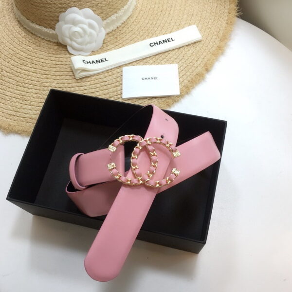 1:1 Replica Chanel Belt With Double C Buckle Pink with Gold mix Pink Hardware Women Belt