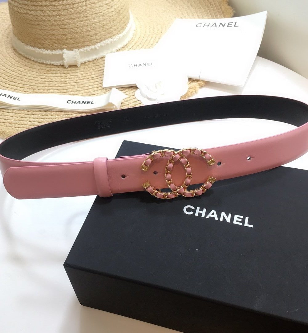 1:1 Replica Chanel Belt With Double C Buckle Pink with Gold mix Pink Hardware Women Belt