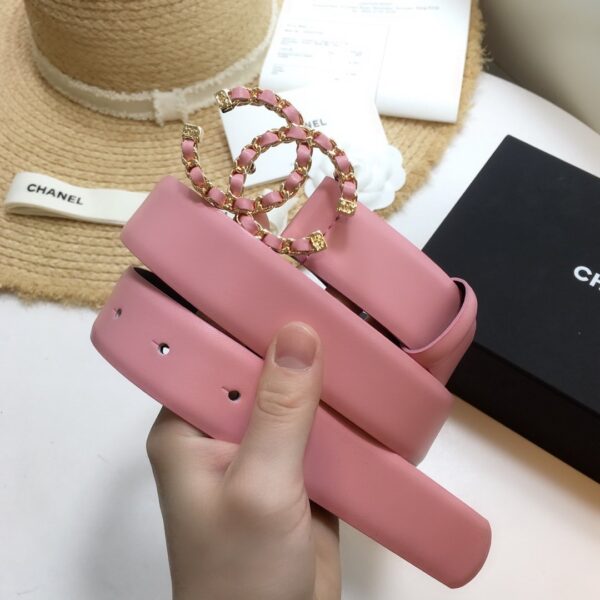 1:1 Replica Chanel Belt With Double C Buckle Pink with Gold mix Pink Hardware Women Belt