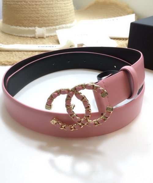 1:1 Replica Chanel Belt With Double C Buckle Pink with Gold mix Pink Hardware Women Belt