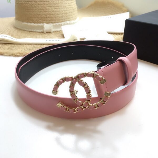 1:1 Replica Chanel Belt With Double C Buckle Pink with Gold mix Pink Hardware Women Belt