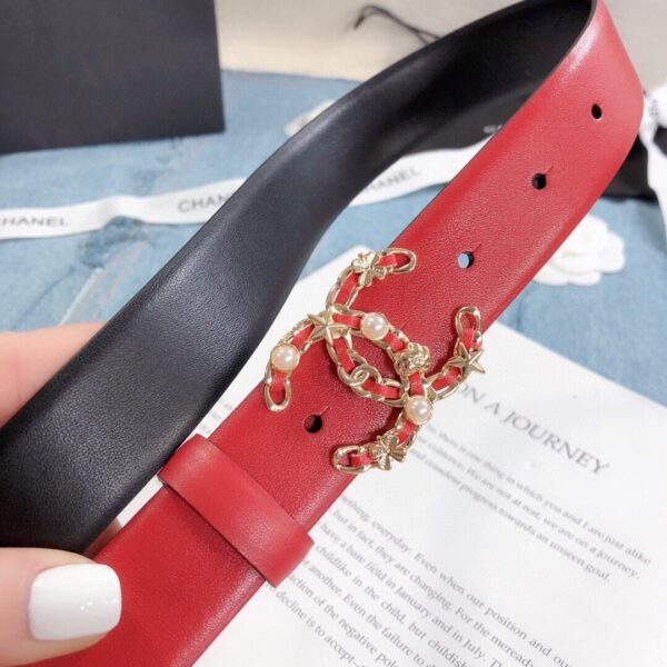 1:1 Replica Chanel Belt With Double C Buckle Red Gold Toned Hardware Women Belt