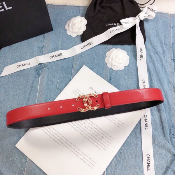 1:1 Replica Chanel Belt With Double C Buckle Red Gold Toned Hardware Women Belt