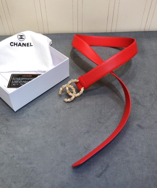 1:1 Replica Chanel Belt With Double C Buckle Red Women Belt
