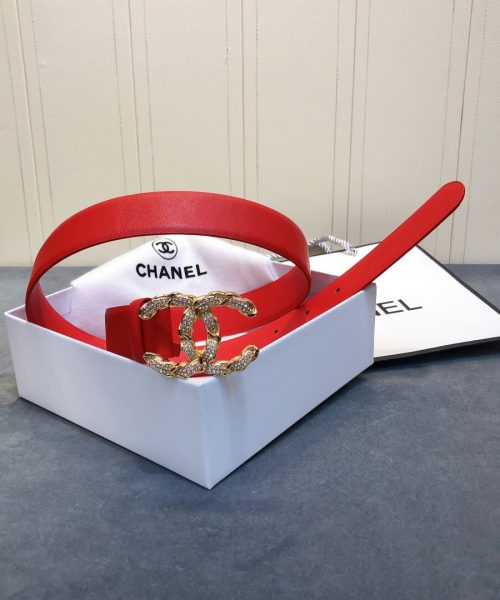 1:1 Replica Chanel Belt With Double C Buckle Red Women Belt