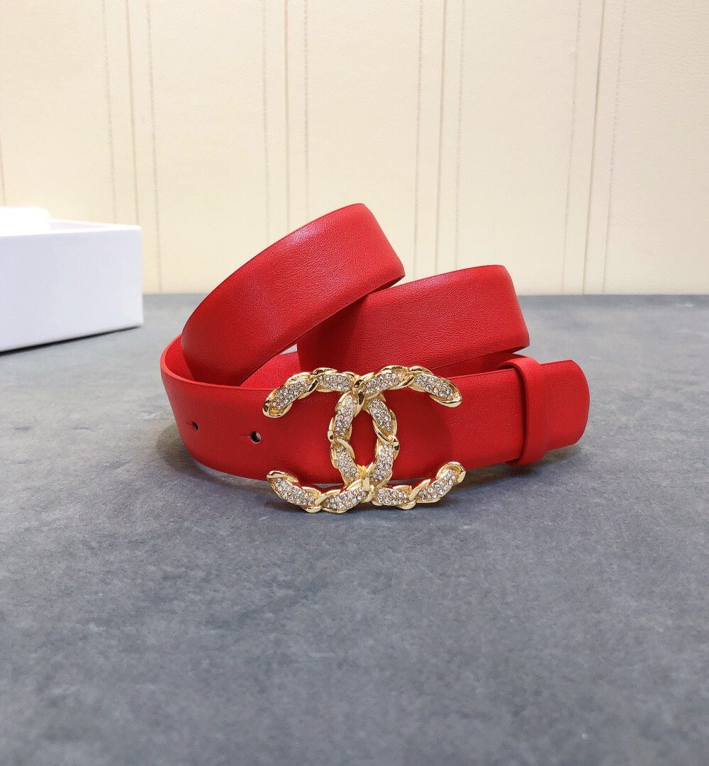 1:1 Replica Chanel Belt With Double C Buckle Red Women Belt