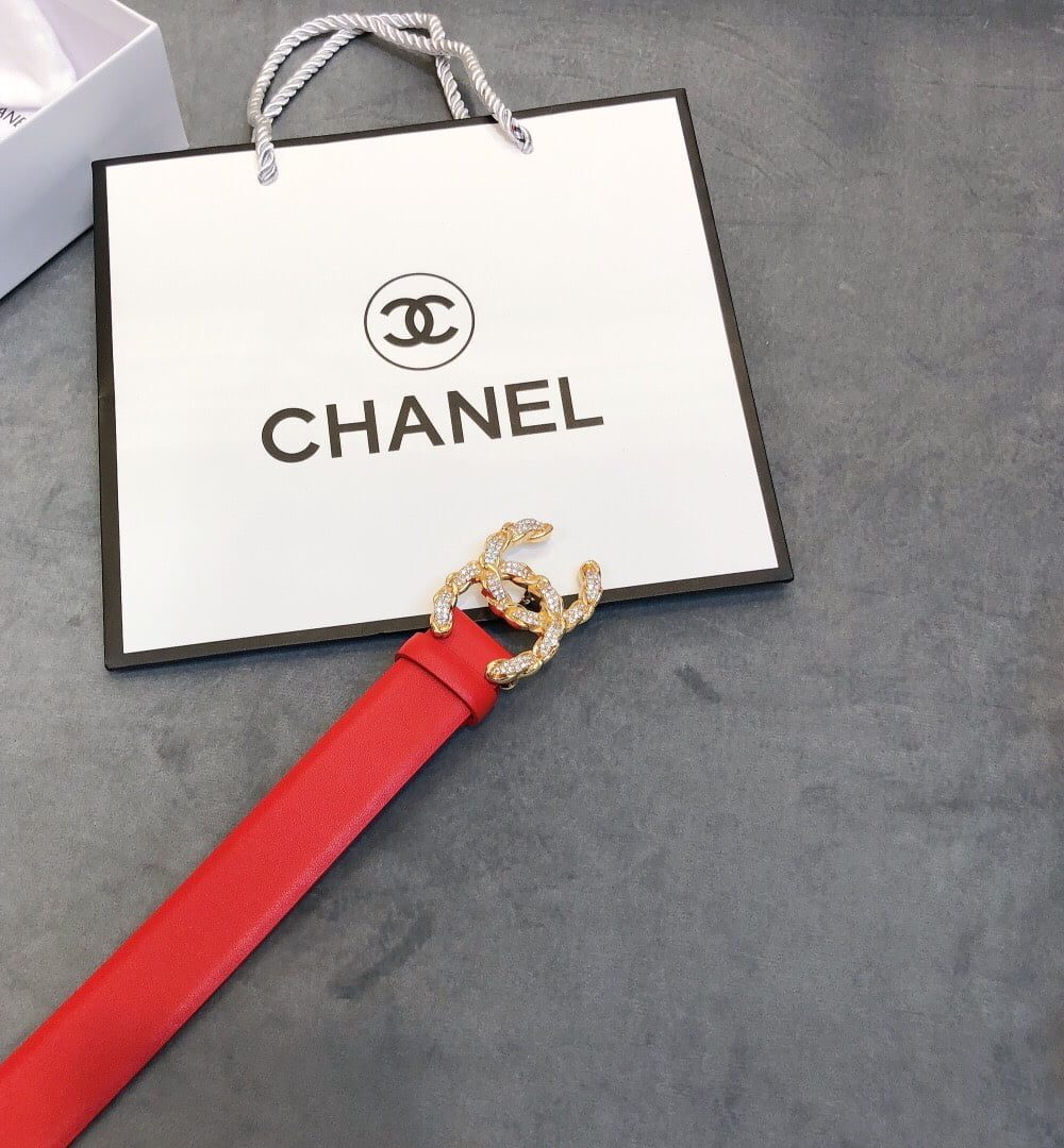 1:1 Replica Chanel Belt With Double C Buckle Red Women Belt