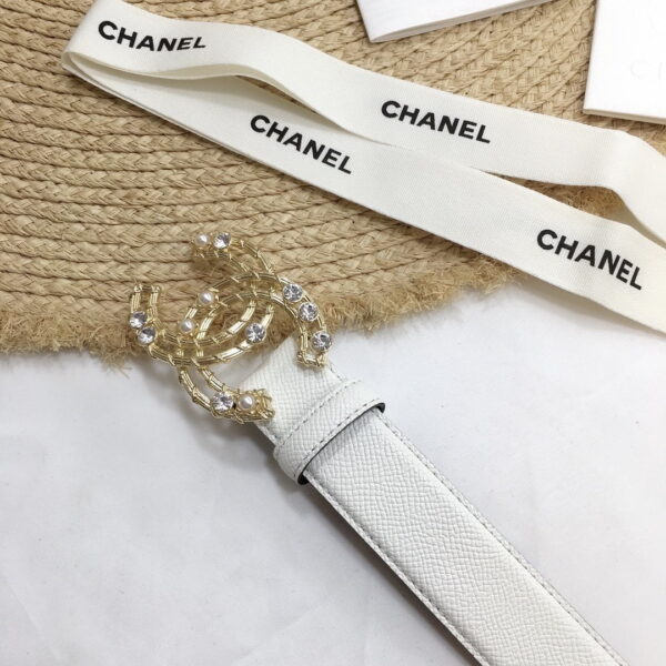 1:1 Replica Chanel Belt With Double C Buckle White Gold Chanel Logo Hardware Women Belt