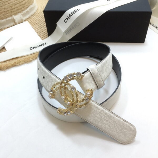 1:1 Replica Chanel Belt With Double C Buckle White Gold Chanel Logo Hardware Women Belt