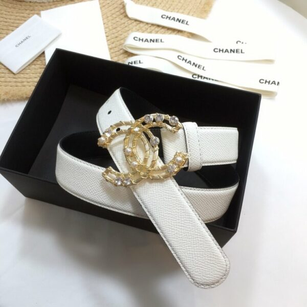 1:1 Replica Chanel Belt With Double C Buckle White Gold Chanel Logo Hardware Women Belt