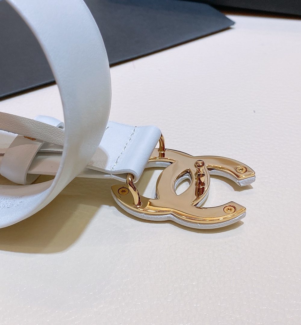1:1 Replica Chanel Belt With Double C Buckle White White-Toned Hardware Women Belt