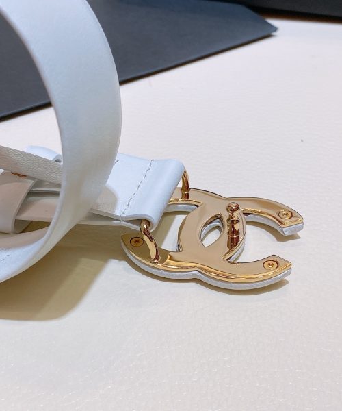 1:1 Replica Chanel Belt With Double C Buckle White White-Toned Hardware Women Belt