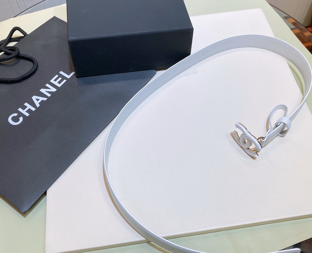 1:1 Replica Chanel Belt With Double C Buckle White White-Toned Hardware Women Belt