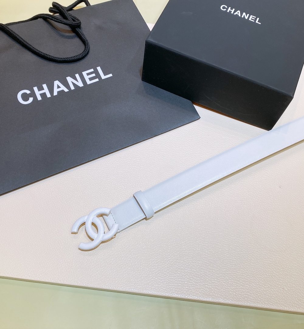 1:1 Replica Chanel Belt With Double C Buckle White White-Toned Hardware Women Belt