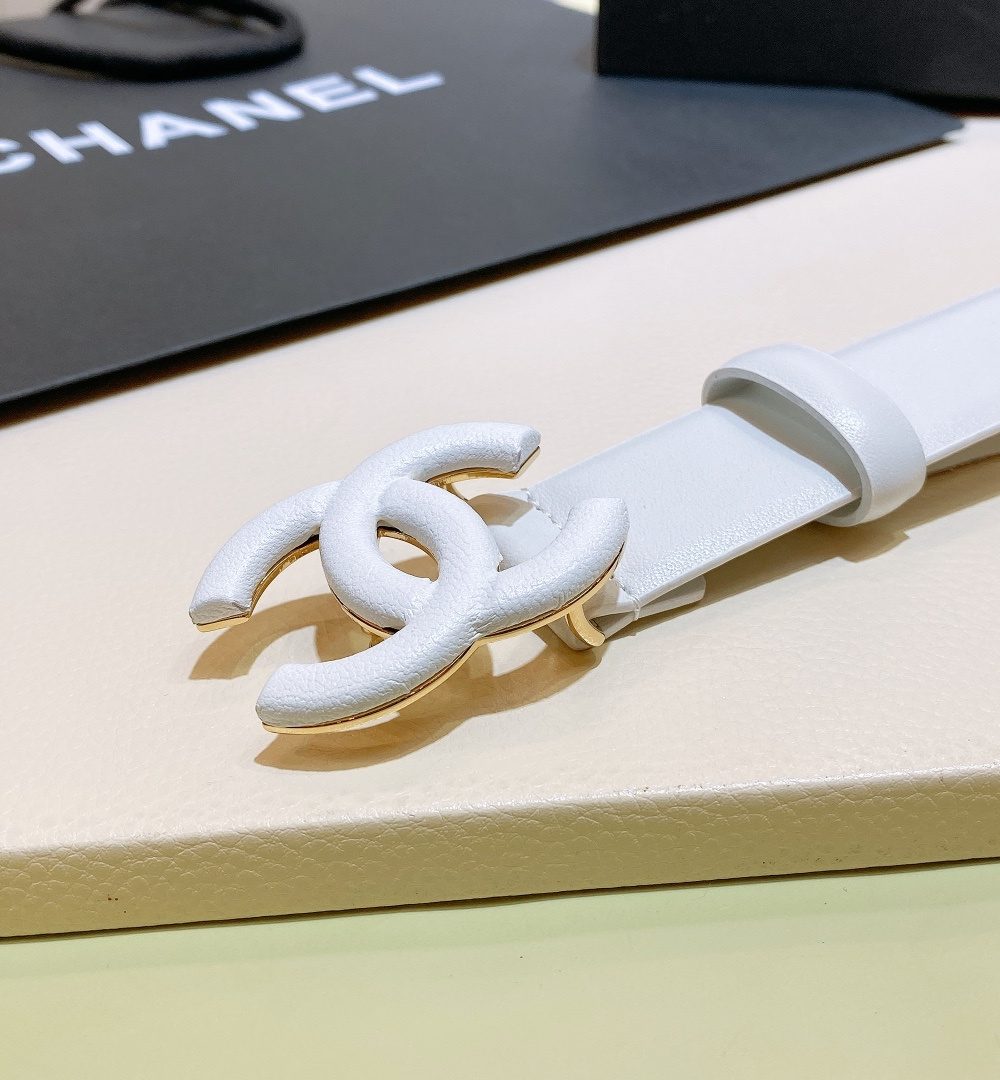 1:1 Replica Chanel Belt With Double C Buckle White White-Toned Hardware Women Belt