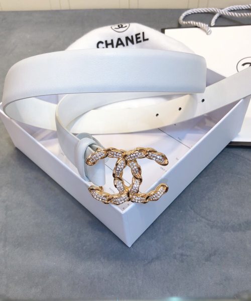 1:1 Replica Chanel Belt With Double C Buckle White Women Belt